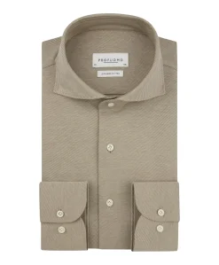 Heren overhemd lange mouw beige