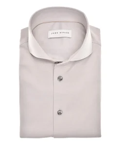 Heren overhemd lange mouw beige