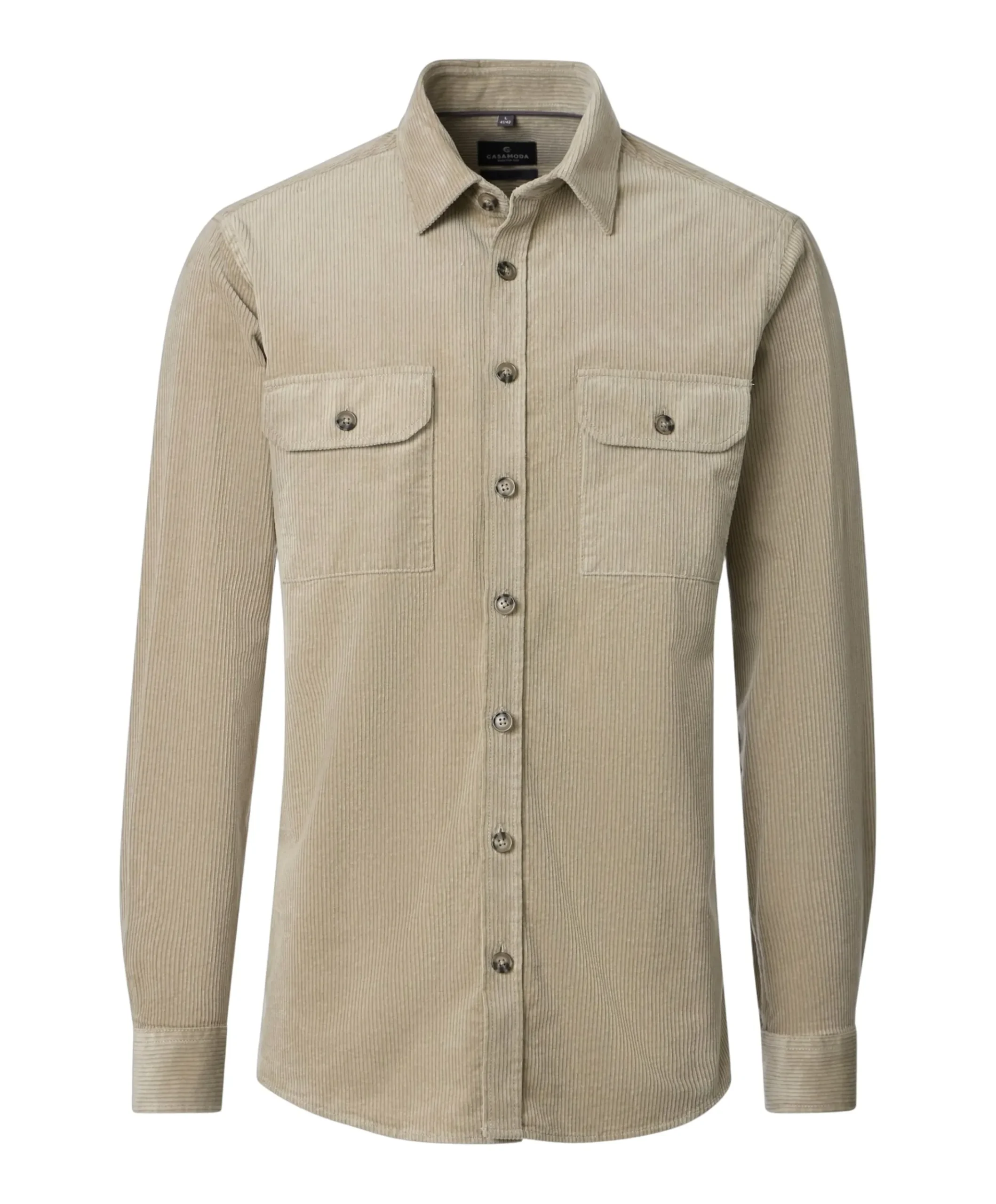 Heren overhemd lange mouw beige