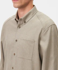 Heren overhemd lange mouw beige