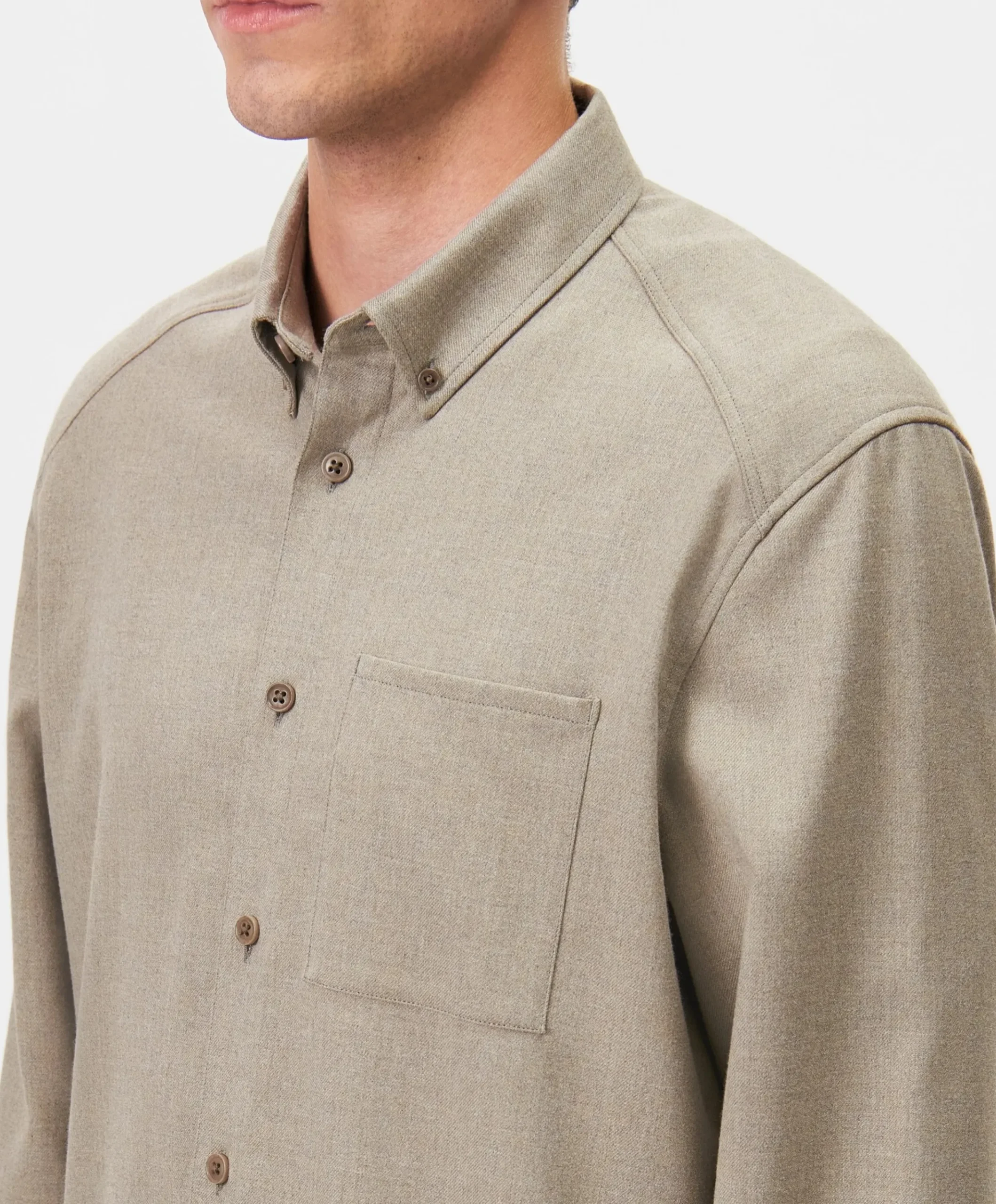 Heren overhemd lange mouw beige