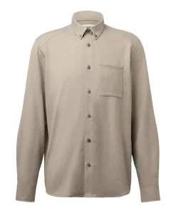 Heren overhemd lange mouw beige