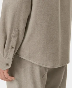 Heren overhemd lange mouw beige