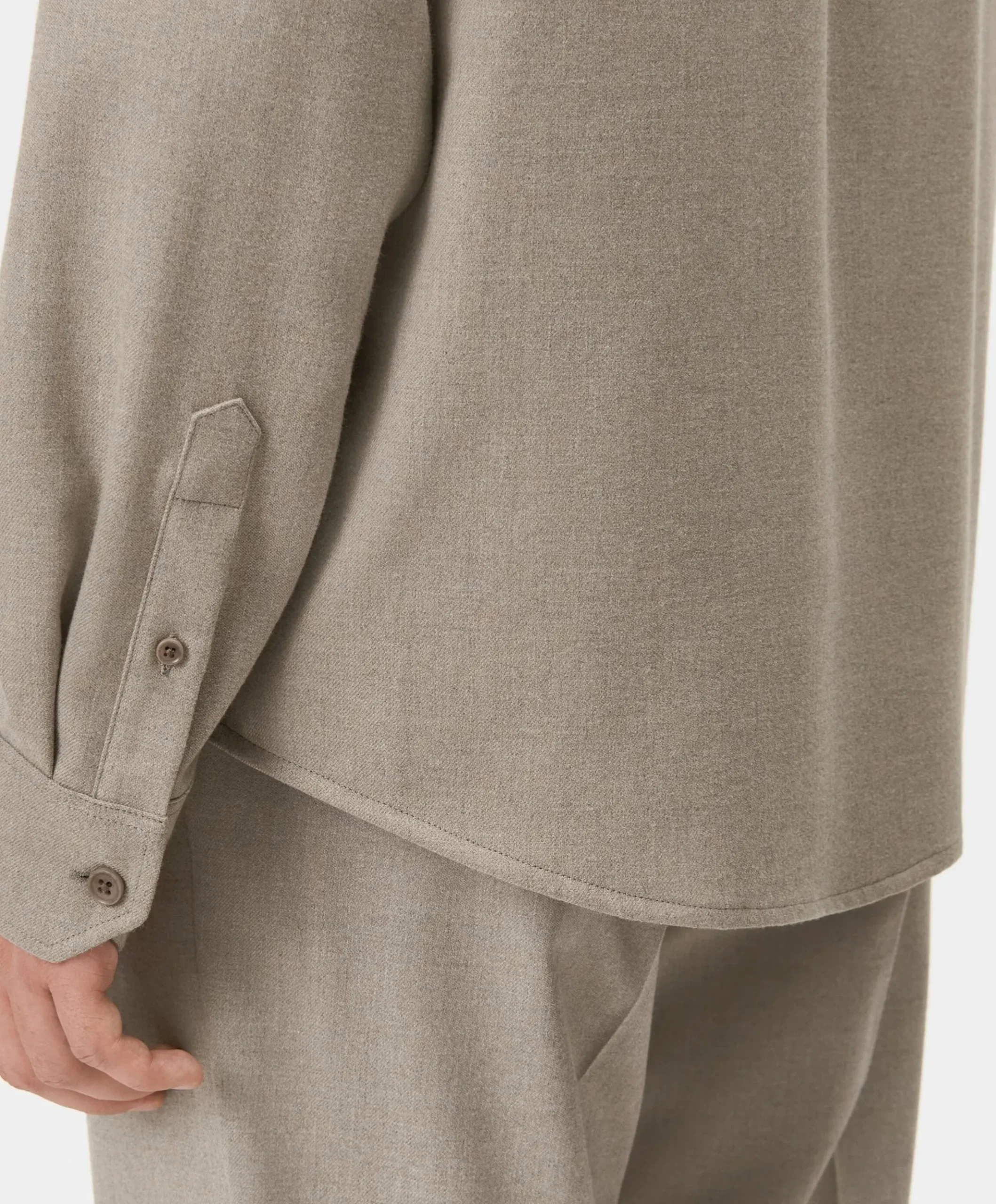 Heren overhemd lange mouw beige