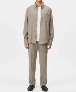 Heren overhemd lange mouw beige