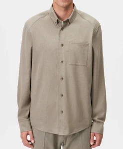 Heren overhemd lange mouw beige