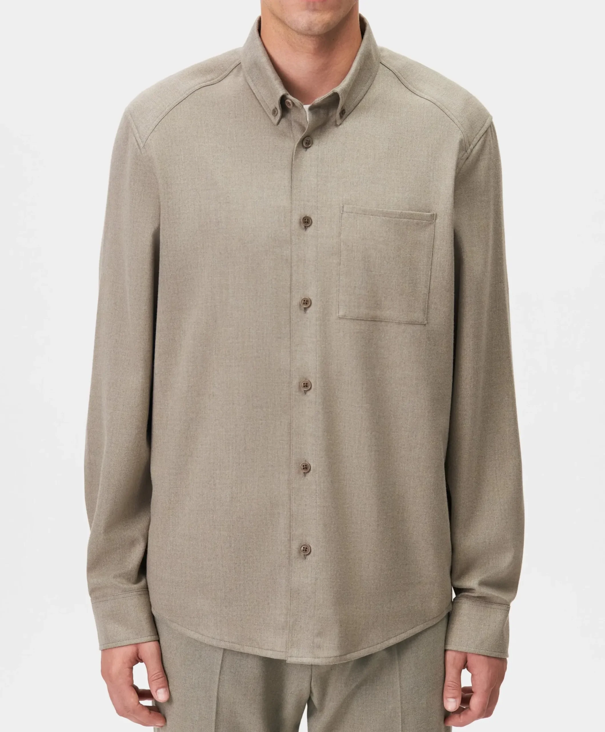 Heren overhemd lange mouw beige