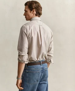 Heren overhemd lange mouw beige