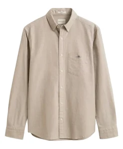 Heren overhemd lange mouw beige