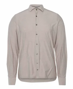 Heren overhemd lange mouw beige