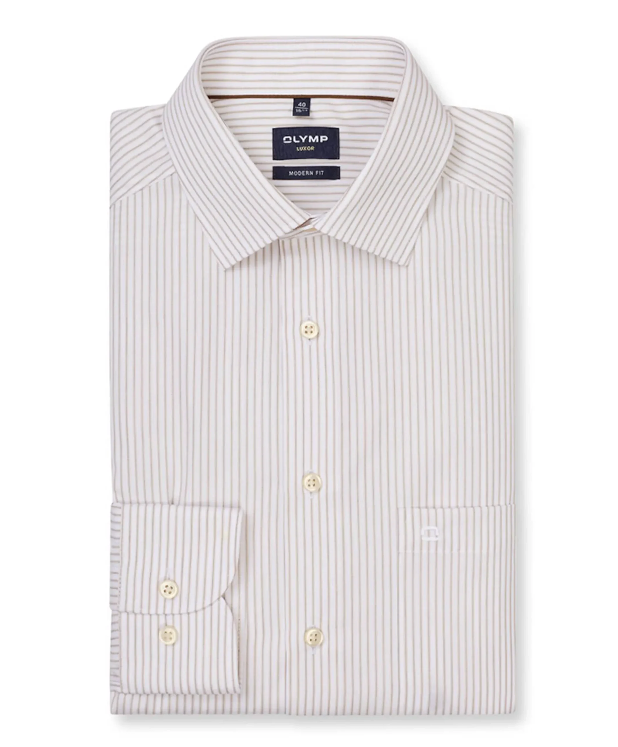 Heren overhemd lange mouw beige