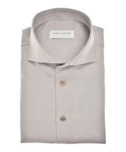 Heren overhemd lange mouw beige