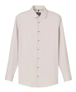 Heren overhemd lange mouw beige