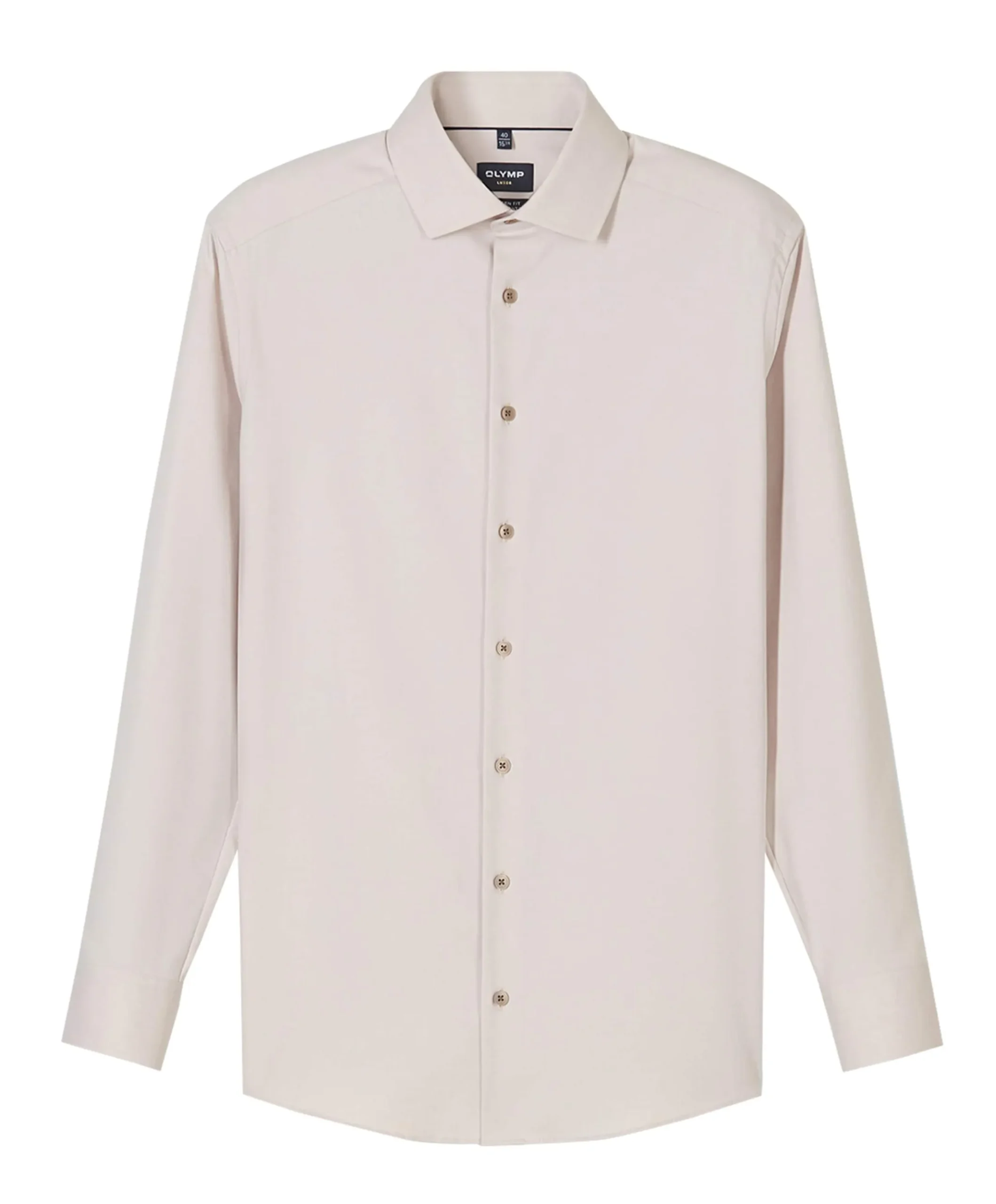 Heren overhemd lange mouw beige