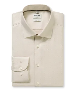 Heren overhemd lange mouw beige