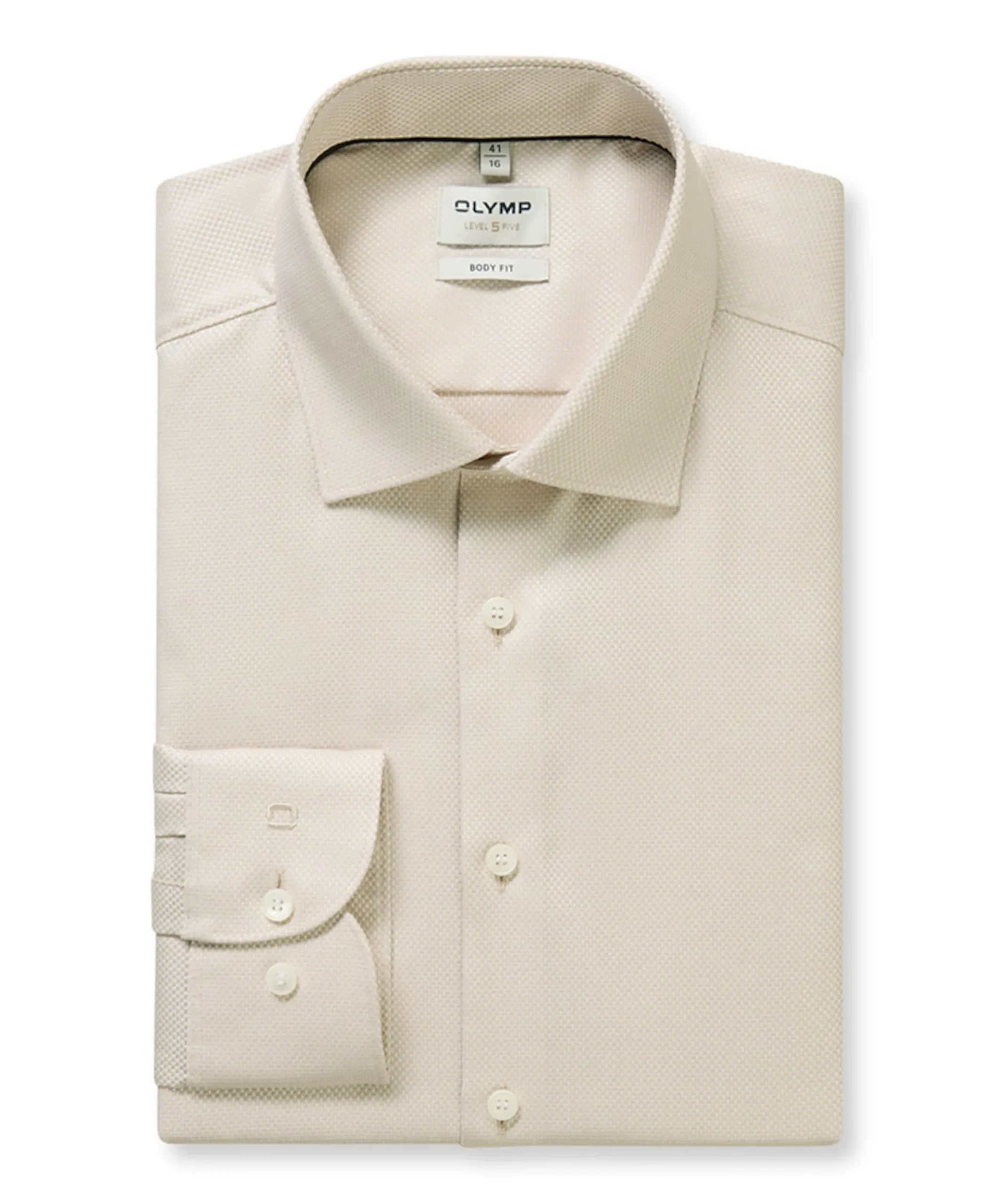 Heren overhemd lange mouw beige