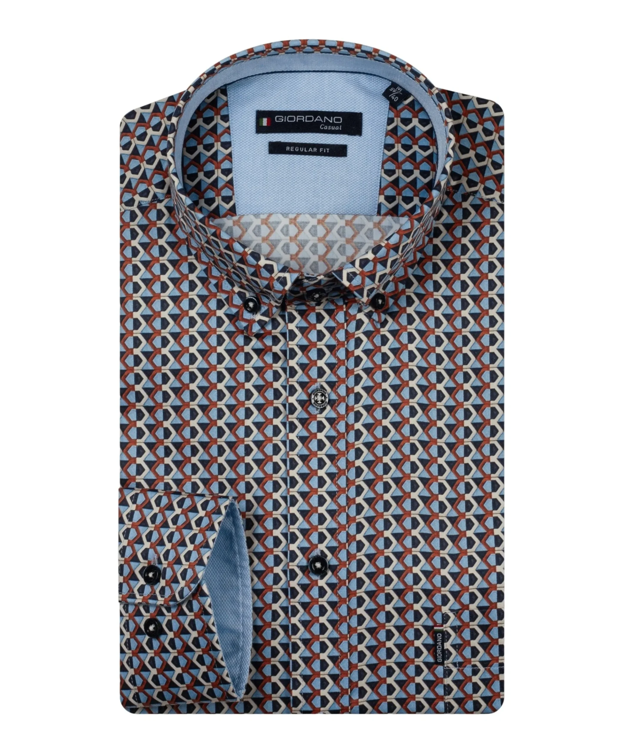 Heren overhemd lange mouw blauw