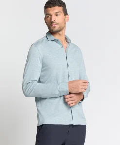 Heren overhemd lange mouw blauw