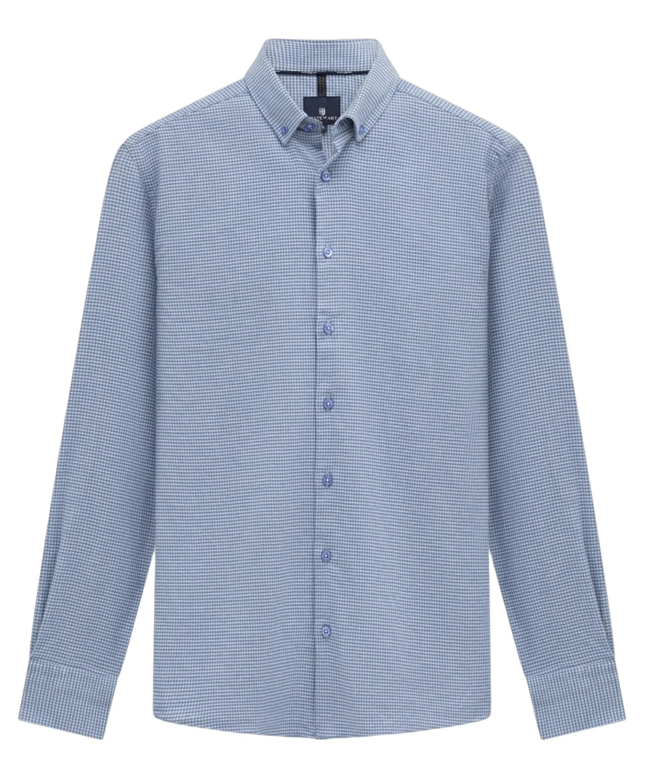 Heren overhemd lange mouw blauw