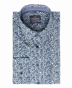Heren overhemd lange mouw blauw