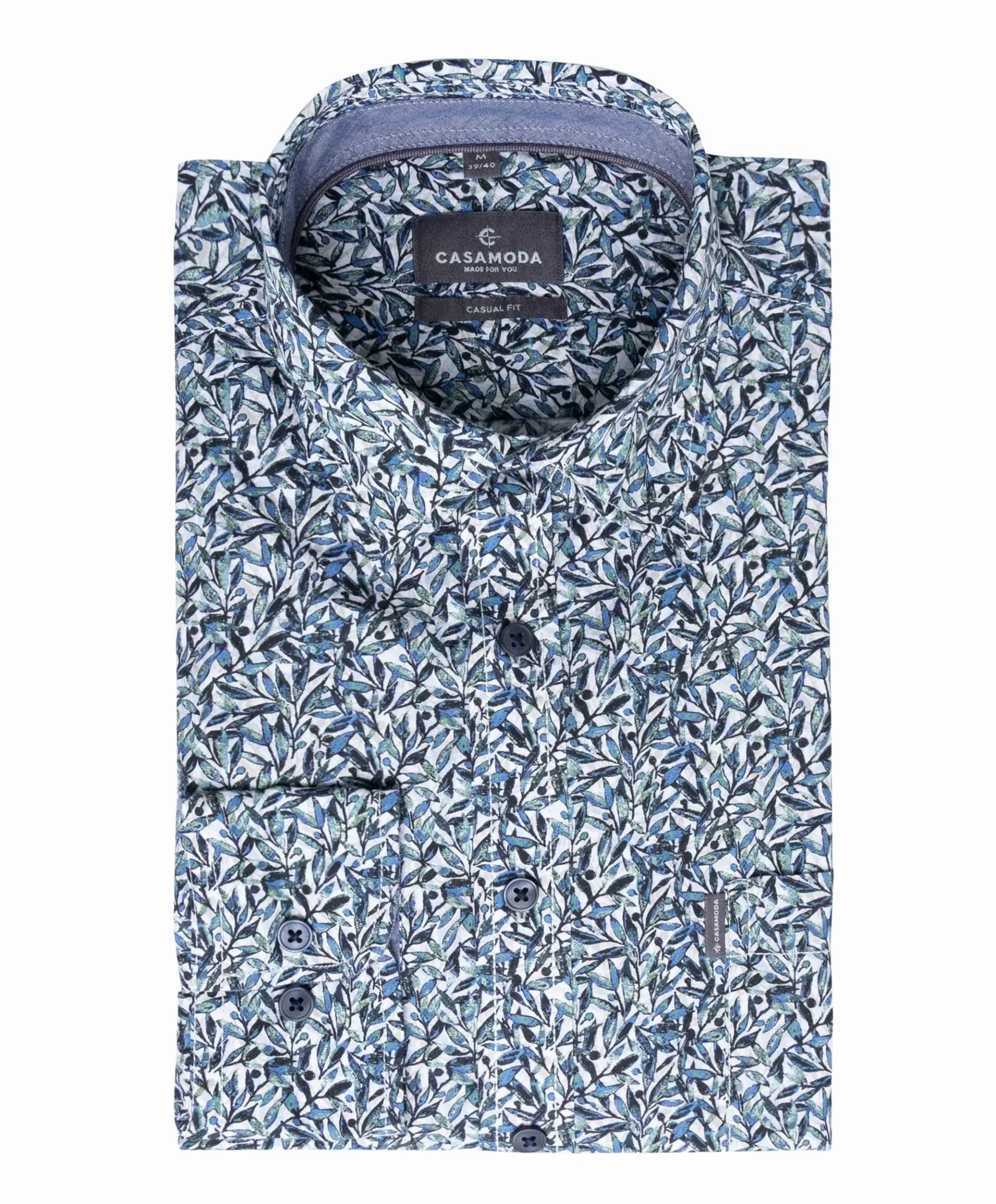Heren overhemd lange mouw blauw