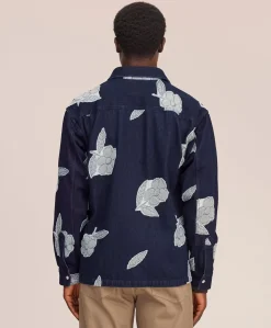 Heren overhemd lange mouw blauw