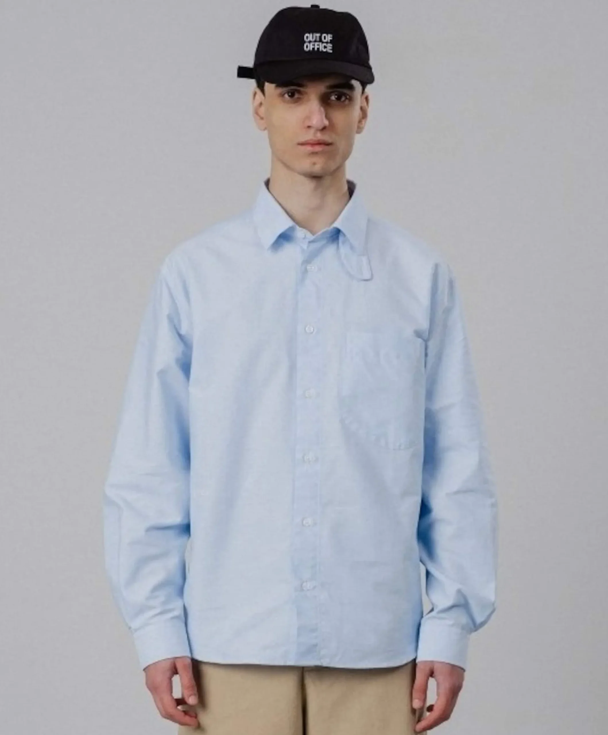 Heren overhemd lange mouw blauw