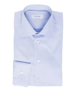 Heren overhemd lange mouw blauw