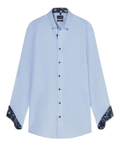 Heren overhemd lange mouw blauw
