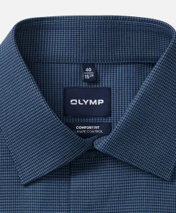 Heren overhemd lange mouw blauw