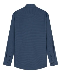 Heren overhemd lange mouw blauw