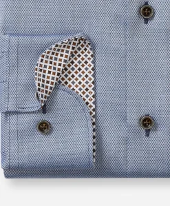 Heren overhemd lange mouw blauw