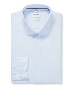 Heren overhemd lange mouw blauw