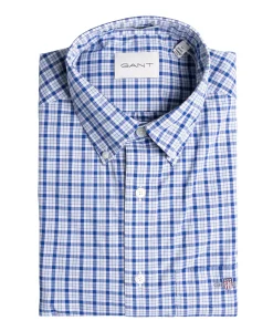 Heren overhemd lange mouw blauw