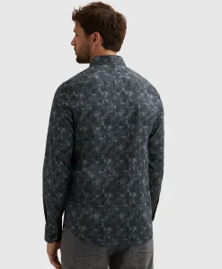 Heren overhemd lange mouw blauw