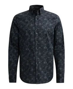 Heren overhemd lange mouw blauw