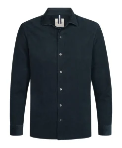 Heren overhemd lange mouw blauw