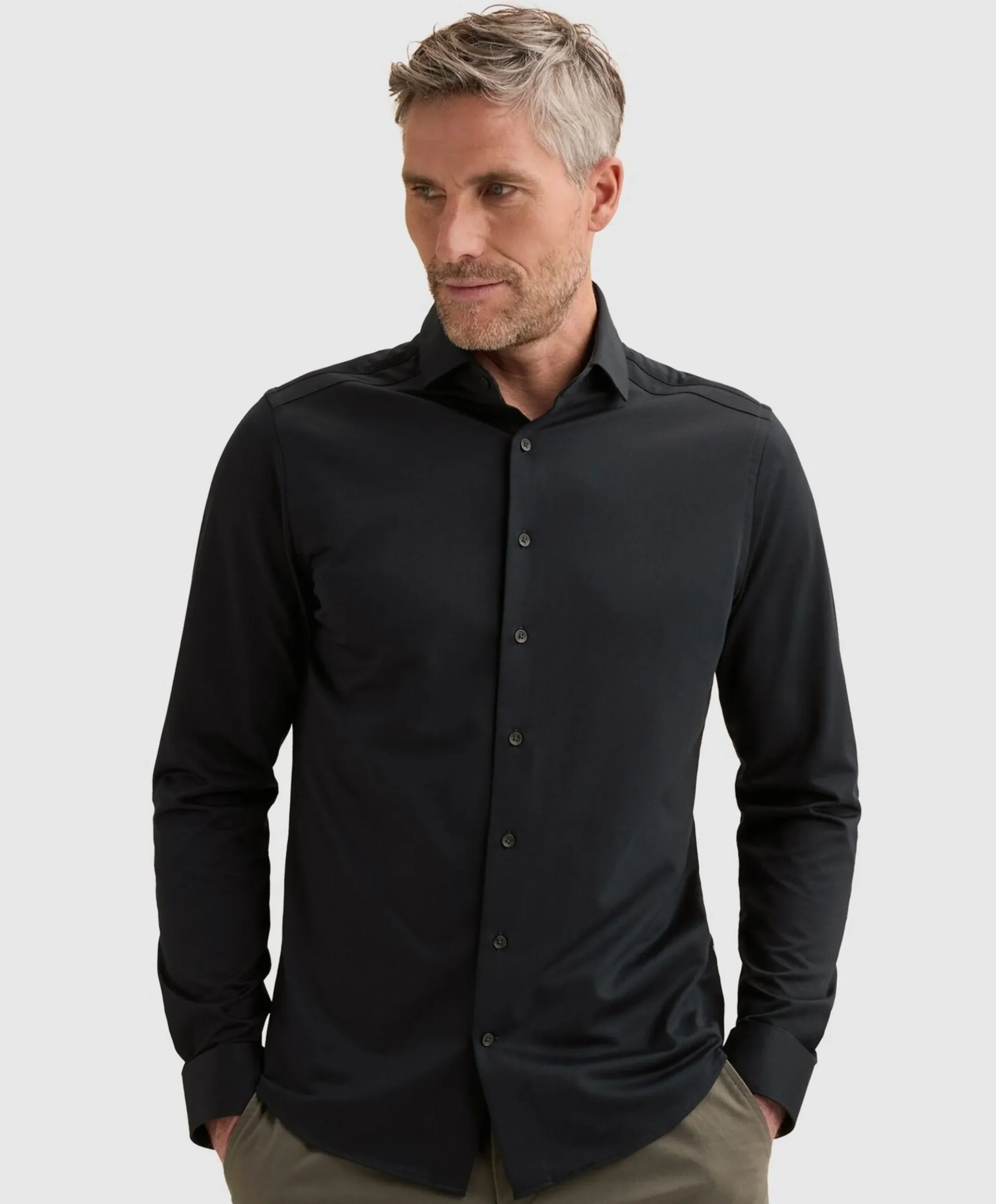 Heren overhemd lange mouw blauw