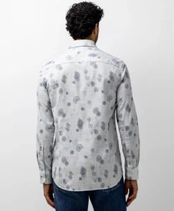 Heren overhemd lange mouw blauw