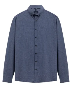 Heren overhemd lange mouw blauw