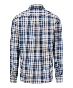 Heren overhemd lange mouw blauw