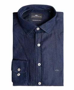 Heren overhemd lange mouw blauw