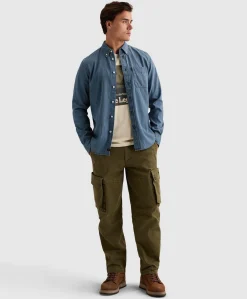 Heren overhemd lange mouw blauw