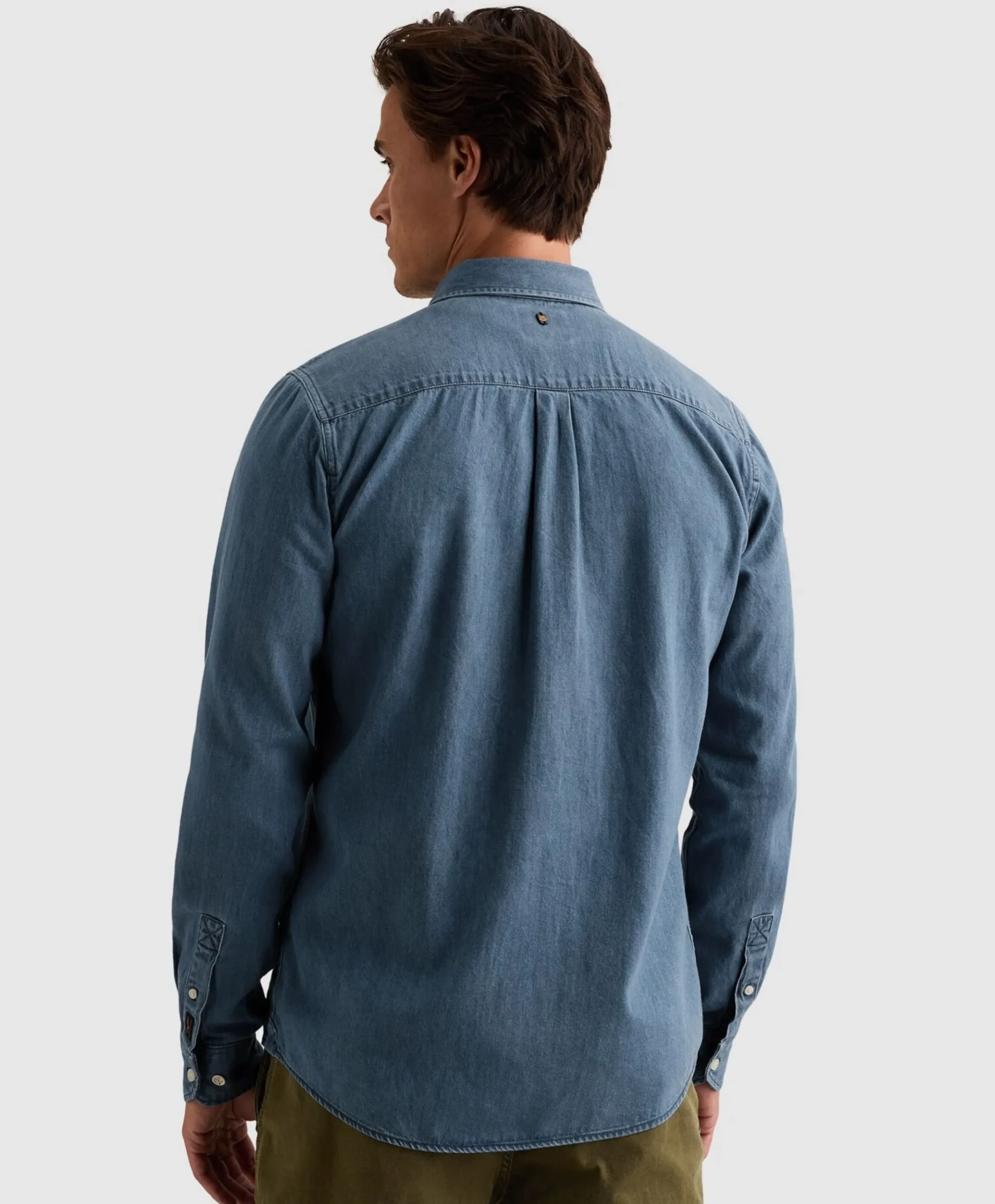 Heren overhemd lange mouw blauw