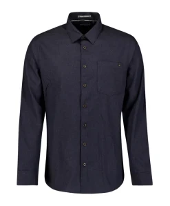 Heren overhemd lange mouw blauw