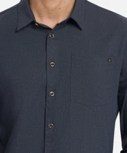 Heren overhemd lange mouw blauw