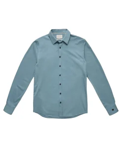 Heren overhemd lange mouw blauw