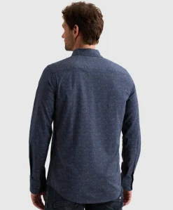 Heren overhemd lange mouw blauw