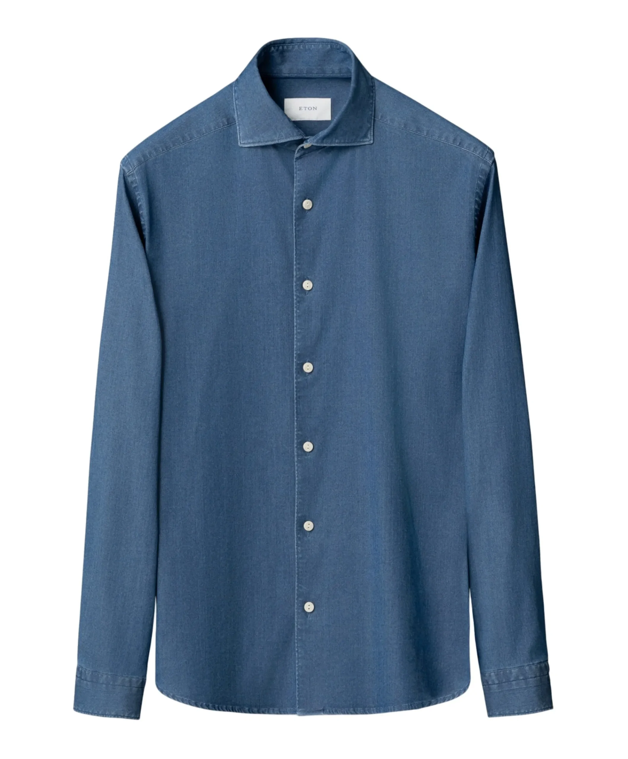 Heren overhemd lange mouw blauw