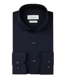 Heren overhemd lange mouw blauw